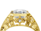 Yellow gold Asscher Cut Brilliant Milgrain Filigree Diamond Ring with Square Prong Setting_19