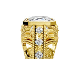 Yellow gold Asscher Cut Brilliant Milgrain Filigree Diamond Ring with Square Prong Setting_20