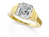 Yellow gold Asscher Cut Brilliant Solitaire Diamond Ring with Channel Set Band and Bar Prong Setting_13