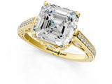 Yellow gold Asscher Cut Cathedral Pave Diamond Engagement Ring with Six-Prong Setting_33