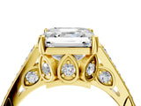 Yellow gold Asscher Cut Cathedral Pave Diamond Engagement Ring with Six-Prong Setting_36