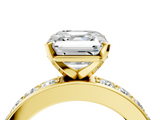 Yellow gold Asscher Cut Channel Set Diamond Engagement Ring with Four-Prong Setting_10