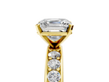 Yellow gold Asscher Cut Channel Set Diamond Engagement Ring with Four-Prong Setting_11