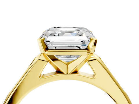 Yellow gold Asscher Cut Channel Set Solitaire Engagement Ring with Four-Prong Setting_11