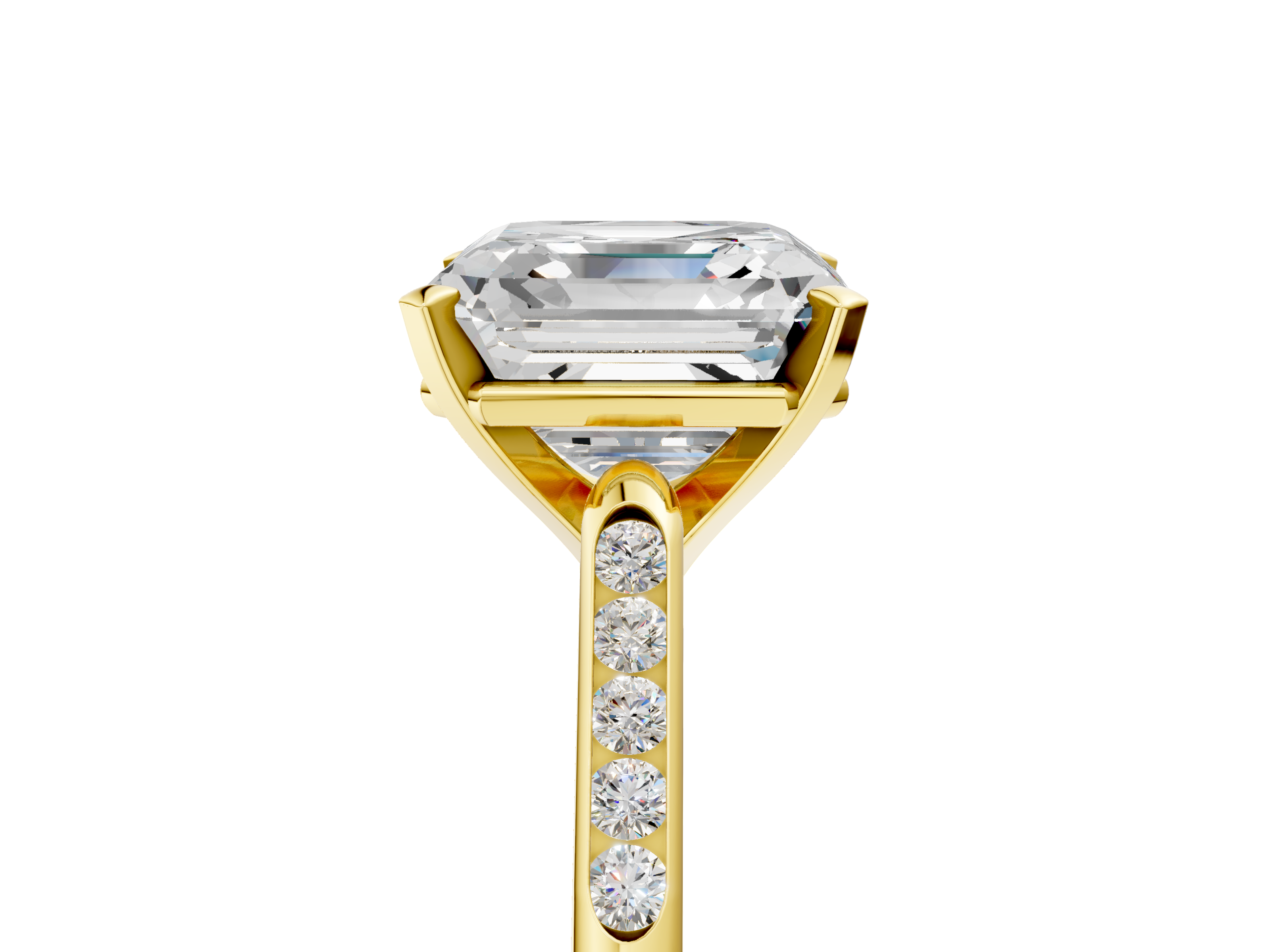 Yellow gold Asscher Cut Channel Set Solitaire Engagement Ring with Four-Prong Setting_12