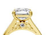 Yellow gold Asscher Cut Channel Set Solitaire Engagement Ring with Prong Setting_10