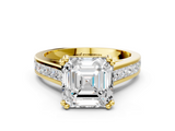 Yellow gold Asscher Cut Channel Set Solitaire Engagement Ring with Prong Setting_6