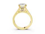 Yellow gold Asscher Cut Channel Set Solitaire Engagement Ring with Prong Setting_9