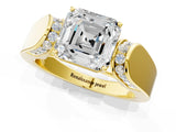 Yellow gold Asscher Cut Cut Diamond Channel Set Solitaire Ring with Four-Prong Setting_4
