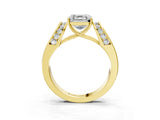 Yellow gold Asscher Cut Cut Diamond Channel Set Solitaire Ring with Four-Prong Setting_6