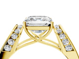 Yellow gold Asscher Cut Cut Diamond Channel Set Solitaire Ring with Four-Prong Setting_7