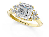 Yellow gold Asscher Cut Cut Diamond Cluster Ring with Solitaire Band and Four-Prong Setting_16