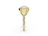 Yellow gold Asscher Cut Cut Diamond Halo Engagement Ring with Open Split Pavé Band_11