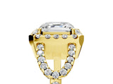 Yellow gold Asscher Cut Cut Diamond Halo Engagement Ring with Open Split Pavé Band_14