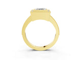 Yellow gold Asscher Cut-Cut Diamond Halo Engagement Ring with Pave Band and Prong Setting_12