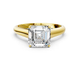 Yellow gold Asscher Cut Cut Diamond Solitaire Engagement Ring with Tapered Plain Band and Four-Prong Setting_15