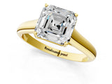 Yellow gold Asscher Cut Cut Diamond Solitaire Engagement Ring with Tapered Plain Band and Four-Prong Setting_16