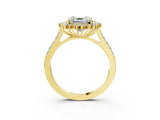 Yellow gold Asscher Cut Cut Diamond Sunburst Halo Engagement Ring with Pavé Band_6