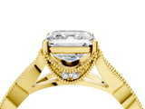 Yellow gold Asscher Cut Cut Diamond Twisted Band with Milgrain Pave Setting and Four-Prong Setting_10