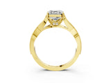 Yellow gold Asscher Cut Cut Diamond Twisted Band with Milgrain Pave Setting and Four-Prong Setting_9