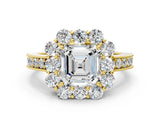 Yellow gold Asscher Cut Cut Halo Diamond Pavé Engagement Ring with Milgrain Detailing_15