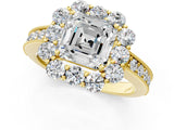Yellow gold Asscher Cut Cut Halo Diamond Pavé Engagement Ring with Milgrain Detailing_16