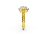 Yellow gold Asscher Cut Cut Halo Diamond Pavé Engagement Ring with Milgrain Detailing_17