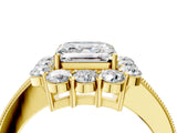 Yellow gold Asscher Cut Cut Halo Diamond Pavé Engagement Ring with Milgrain Detailing_19