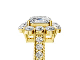 Yellow gold Asscher Cut Cut Halo Diamond Pavé Engagement Ring with Milgrain Detailing_20