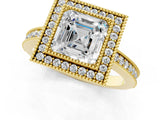 Yellow gold Asscher Cut Cut Halo Pavé Diamond Ring_10