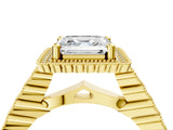 Yellow gold Asscher Cut Cut Halo Pavé Solitaire Ring with Milgrain Band_11