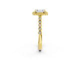Yellow gold Asscher Cut Cut Halo Pavé Solitaire Ring with Milgrain Band_9