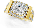 Yellow gold Asscher Cut Cut Halo Split Shank Prong Set Ring_4