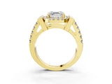 Yellow gold Asscher Cut Cut Halo Split Shank Prong Set Ring_6