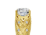 Yellow gold Asscher Cut Cut Milgrain Pave Diamond Engagement Ring with Four-Prong Setting_20