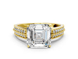 Yellow gold Asscher Cut Cut Pave Split Shank Engagement Ring with Four-Prong Setting_15