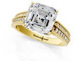 Yellow gold Asscher Cut Cut Pave Split Shank Engagement Ring with Four-Prong Setting_16