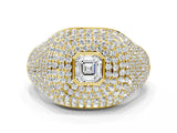 Yellow gold Asscher Cut Diamond Bezel Set Pavé Dome Mens Ring