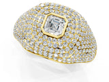 Yellow gold Asscher Cut Diamond Bezel Set Pavé Dome Mens Ring_1