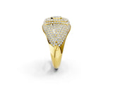 Yellow gold Asscher Cut Diamond Bezel Set Pavé Dome Mens Ring_2