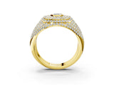 Yellow gold Asscher Cut Diamond Bezel Set Pavé Dome Mens Ring_3