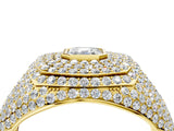 Yellow gold Asscher Cut Diamond Bezel Set Pavé Dome Mens Ring_4