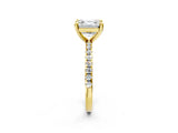 Yellow gold Asscher Cut Diamond Brilliant Solitaire Ring with Pavé Band and Four-Prong Setting_16