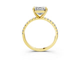 Yellow gold Asscher Cut Diamond Brilliant Solitaire Ring with Pavé Band and Four-Prong Setting_17