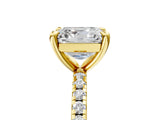 Yellow gold Asscher Cut Diamond Brilliant Solitaire Ring with Pavé Band and Four-Prong Setting_19