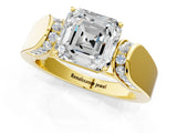 Yellow gold Asscher Cut Diamond Channel Set Solitaire Ring with Four-Prong Setting_13