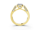 Yellow gold Asscher Cut Diamond Channel Set Solitaire Ring with Four-Prong Setting_15