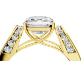 Yellow gold Asscher Cut Diamond Channel Set Solitaire Ring with Four-Prong Setting_16