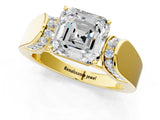 Yellow gold Asscher Cut Diamond Channel Set Solitaire Ring with Four-Prong Setting_25