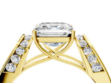 Yellow gold Asscher Cut Diamond Channel Set Solitaire Ring with Four-Prong Setting_28